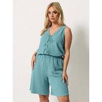 Yours Curve Textured Co-Ord Shorts - Blue