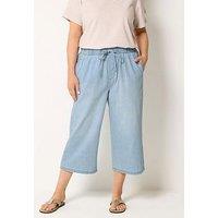 Yours Curve Pull On Crop Trousers - Blue
