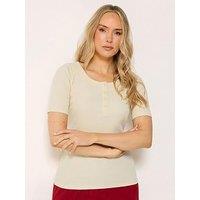 Long Tall Sally Scoop Neck Button T-Shirt - Yellow