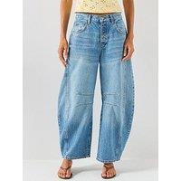 Free People Women'S Mid-Rise Barrel Leg Jeans - Blue