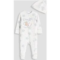 The Very Collection Unisex Paddington Star Print Popper Sleepsuit And Hat - Cream
