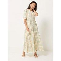 Pixiegirl Petite Ditsy Floral Tiered Maxi Dress - Orange