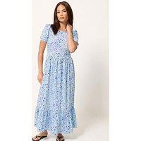 Pixiegirl Petite Puff Frill Sleeve Maxi Dress - Blue
