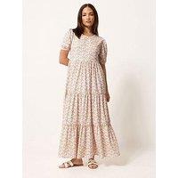 Pixiegirl Petite Ditsy Short Sleeve Tie Maxi Dress - Pink