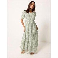 Pixiegirl Petite Ditsy Short Sleeve Tie Maxi Dress - Green