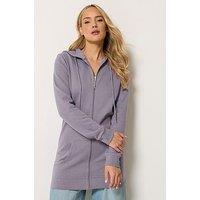 Long Tall Sally Longline Zip Through Hoodie - Purple