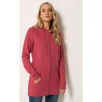 Long Tall Sally Longline Zip Through Hoodie - Red