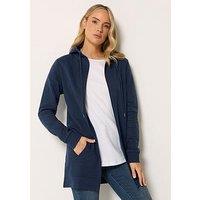 Long Tall Sally Longline Zip Through Hoodie - Blue