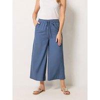 Long Tall Sally Linen Crop Trouser - Blue