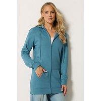 Long Tall Sally Longline Zip Through Hoodie - Blue
