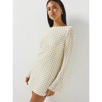 Free People Womens Polka Dot Tie-Back Empire Seam Mini Dress - White