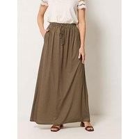 Long Tall Sally Gingham Shirred Waist Skirt - Cream