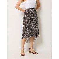 Long Tall Sally Spot Print Mesh Asymmetrical Skirt - Brown