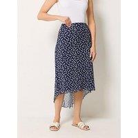 Long Tall Sally Spot Print Mesh Asymmetrical Skirt - Blue