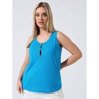 Yours Curve Vest With Shell Detail Buttons - Blue