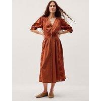 Monsoon Harika Embroidered Dress - Brown