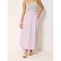 Pixiegirl Petite Poplin Shirred Midi Skirt - Pink