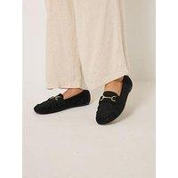 Yours Wide Fit Snaffle Trim Shoe - Black