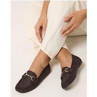 Yours Wide Fit Snaffle Trim Shoe - Brown