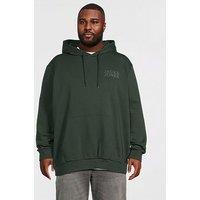 Jack & Jones Men'S Plus Logo Hoodie With Kangaroo Pocket - Dark Green
