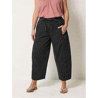 Yours Curve Barrel Leg Crop Trouser - Black