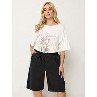 Yours Curve Pull On Denim Jort - Black