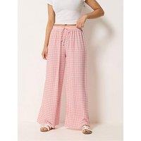 Pixiegirl Petite Gingham Wide Leg Trousers - Pink