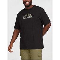 Jack & Jones Men'S Plus Size Mountain Graphic Roche T-Shirt - Black