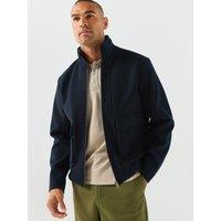 Jack & Jones Mens James Stand Collar Zip Bomber Jacket - Dark Navy