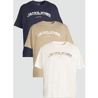 Jack & Jones Plus Avery Crew Neck 3 Pack T-Shirt - Cloud Dancer