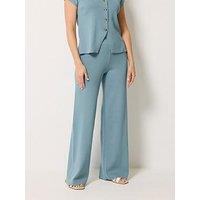 Long Tall Sally Knitted Wide Leg Trousers - Blue