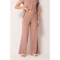 Long Tall Sally Knitted Wide Leg Trousers - Pink