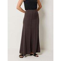 Long Tall Sally Seamed Maxi Flare Skirt - Brown