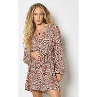 Apricot Grandad Collar Mini Pull Through Waist Dress - Pink
