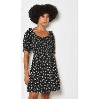 Apricot Milkmaid Mini Dress With Frills - Black