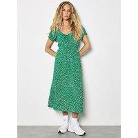 Apricot Milkmaid Midi Spot Printed Dress