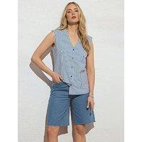 Long Tall Sally Stripe Belted Blouse - Blue