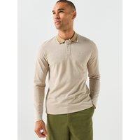 Jack & Jones Mens Long Sleeve Contrast Collar Polo Shirt - Petrified Oak