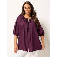 Yours Curve 3/4 Sleeve Gypsy Top - Purple