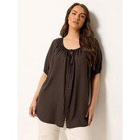 Yours Curve Gypsy Top - Brown