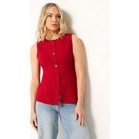 Long Tall Sally Button Textured Waistcoat - Red