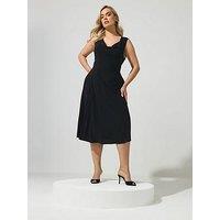 Yours Curve Ity Cowl Lace Up Midi Dress - Black