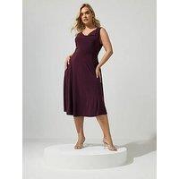 Yours Curve Ity Cowl Lace Up Midi Dress - Purple