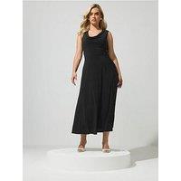 Yours Curve Cowl Lace Up Maxi Dress - Black