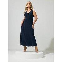 Yours Curve Cowl Lace Up Maxi Dress - Blue