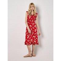 Apricot Rock Cress Floral Ditsy Midi Drs