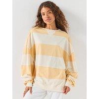 Free People We The Free Classic Striped Oversized Crewneck Sweatshirt - Orange