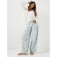 Free People Embroidered Railroad Stripe Balloon Jeans - Blue