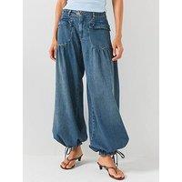 Free People Women'S Embroidered Balloon Leg Jeans - Blue