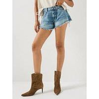 Free People Distressed Denim Shorts - Blue